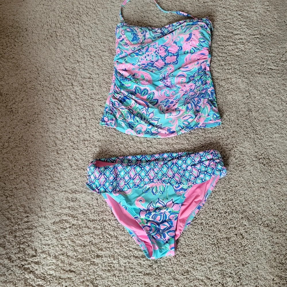 Lilly Pulitzer Pink and Blue Swimsuit - Picture 1 of 7